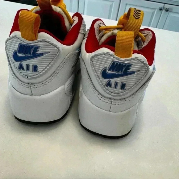 Nike Air Max 90 Toggle Slip On Kids Unisex White Yellow Blue Size 5C - Picture 7 of 12